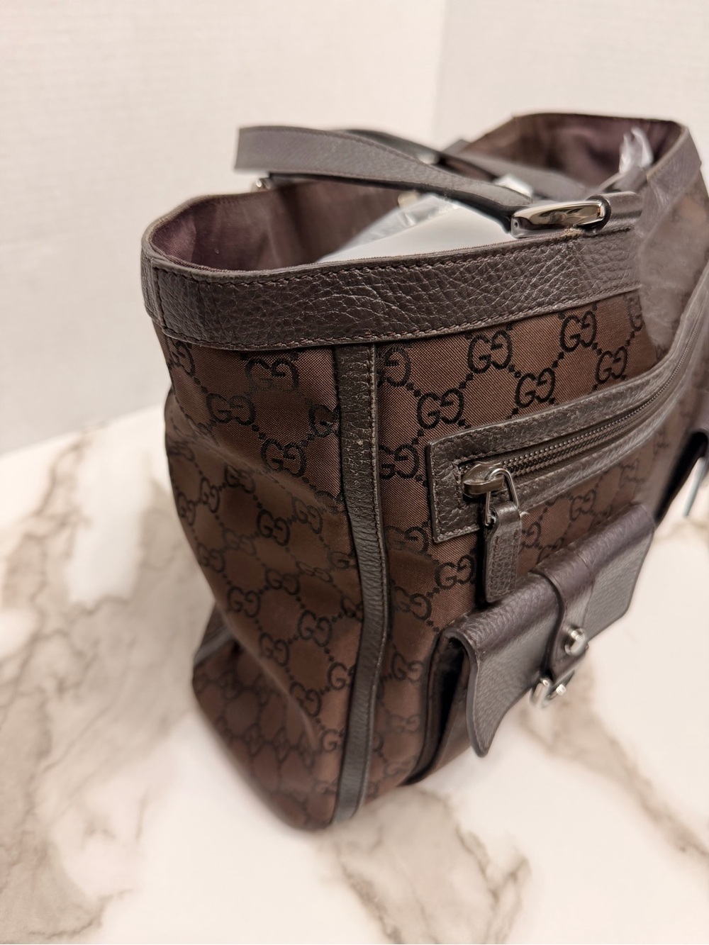 GUCCI GG Nylon Abbey D Ring Pocket Tote w/COA - Picture 7 of 13